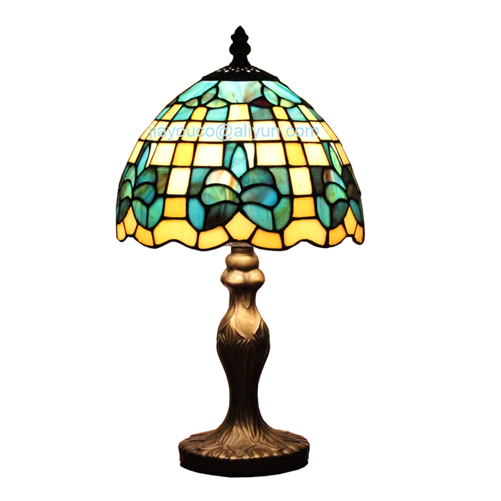 

decorative tabletop table lamp stained glass light leaded glass lamp vintage study lamp