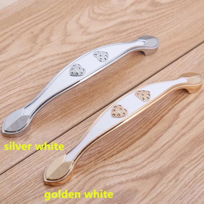 

96mm 128mm 160mm modern fashion furniture handle silver white cbinet drawer handle knob gold white dresser handle 5" love handle