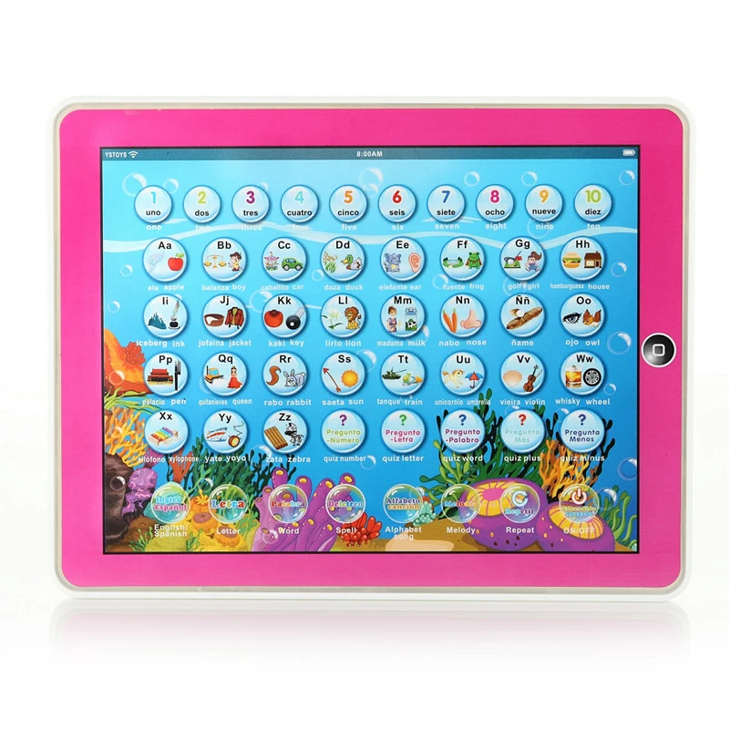 English Spanish Learning Machine Kid Laptop Computer with LED Music Alphabet English Learning Educational Toys Computer