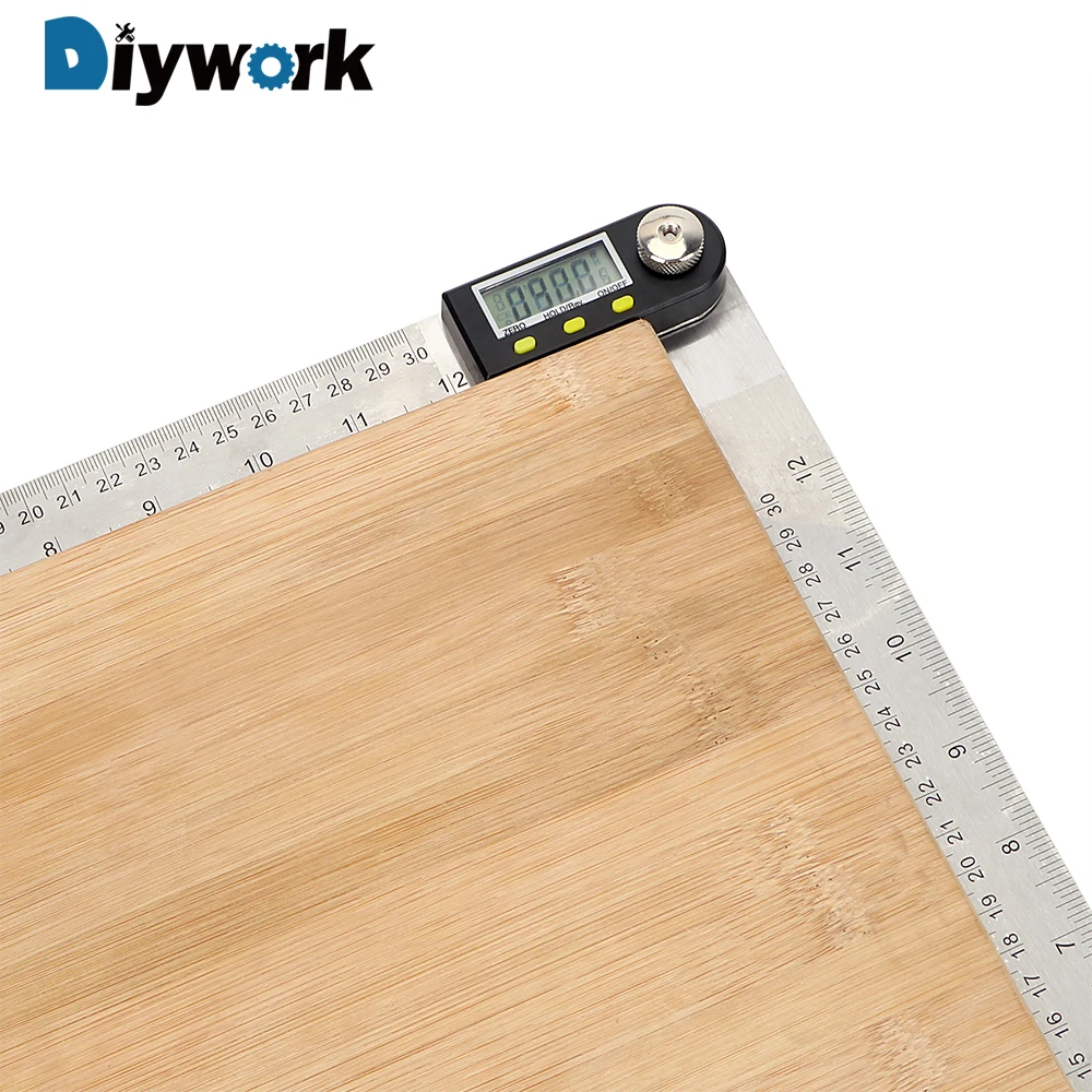 

DIYWORK Digital Angle Ruler 30cm 12" 360 Degree Protractor Stainless Steel Inclinometer Goniometer Electronic Angle Gauge