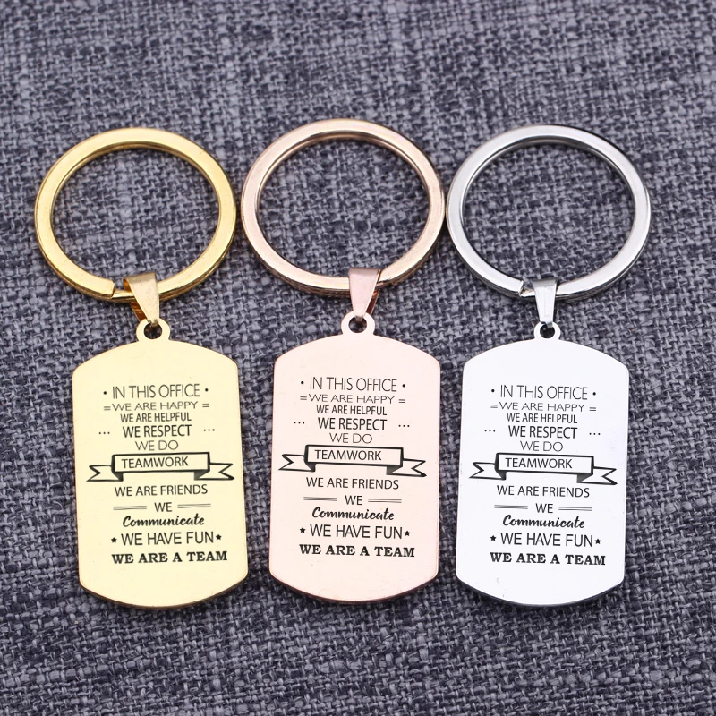 

Colleagues Present Officer Key Chains Accessories Dog Tag Key Rings Bag Charms Trinket Key Set Holders Keytag Lettering Engraved