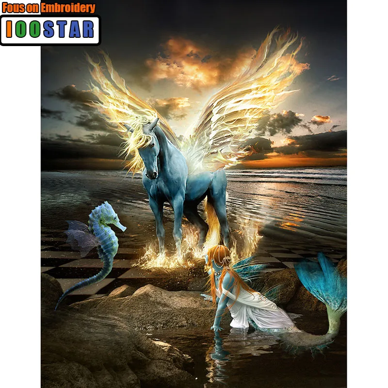 

square/round Diamond Embroidery 5D DIY Diamond Painting Horse Wings & Mermaid Diamond Painting Cross Stitch Rhinestone Mosaic