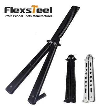 

Hot Sale Black Sliver Metal Practice Balisong Butterfly Trainer Training Knife Dull Tool Knife Butterfly