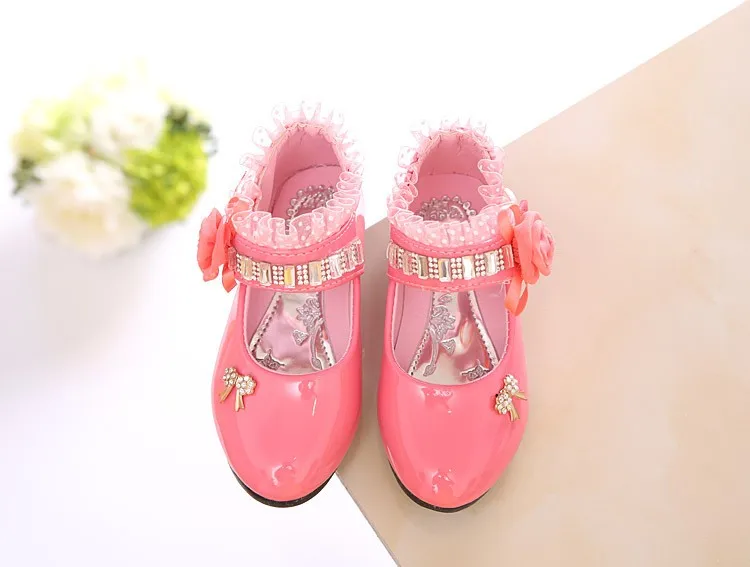 Haochengjiade для девочек из искусственной кожи; Осенняя обувь для вечеринок для девочек с цветочным узором на свадьбу с однобортным блейзером, Студенческая обувь принцессы; детская обувь; Детские 988
