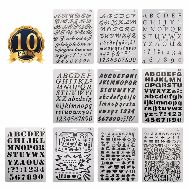 10pcs set bullet journal stencil alphabet stencil letter cake cake letter stencil