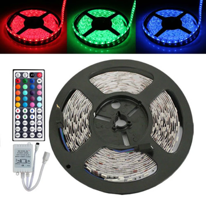 5 м 300 светодиодный s 5050 DC12V 30W Non Водонепроницаемый RGB гибкий ленты + 44key пульт