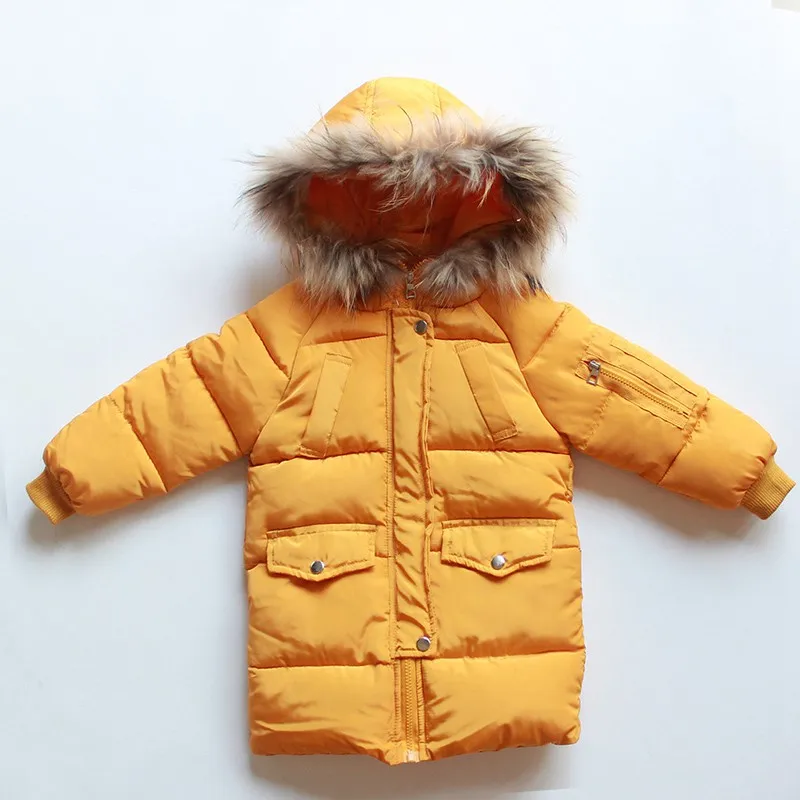 COOTELILI Long Parka Girl Winter Coat For Boys Real Raccoon Fur Hooded Winter Kids Jacket Boys Baby Girl Clothes Winter  (4)