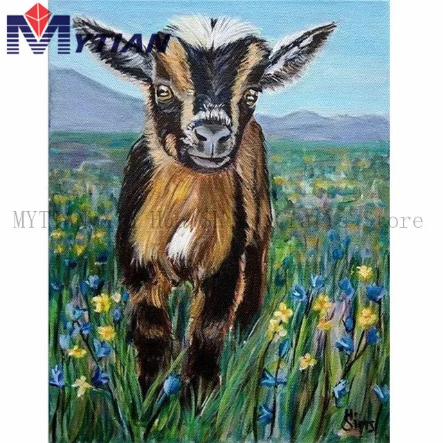 18093036 DIY Baby Goat Diamond Painting,Square Round Full Drill Diamond Embroidery Kit,Animals 5d Diamond Painting,Handmade Needlework