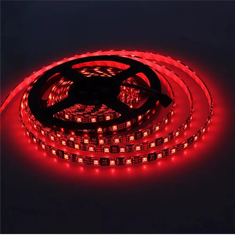 LED Strip 5050 RGB Black PCB DC 12V Flexible Light 60 led/m SMD 5050 Strip Lamp Waterproof RGB/White/Warm White/Blue/Green/Red 5