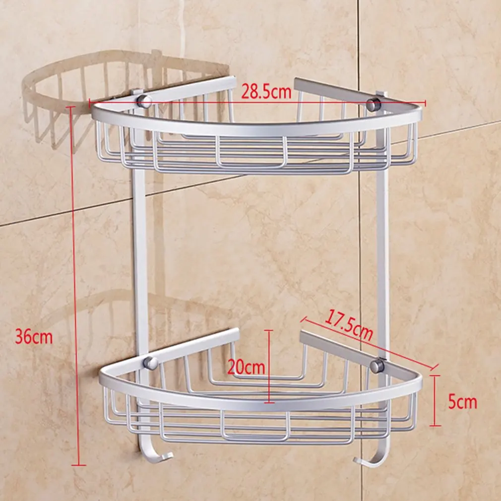 Угловая полка для ванной комнаты, 2 слоя пространства, двойные ярусы, треугольная корзина для душа, шампунь, мыло, косметические полки для хранения, алюминиевая стойка, Новинка