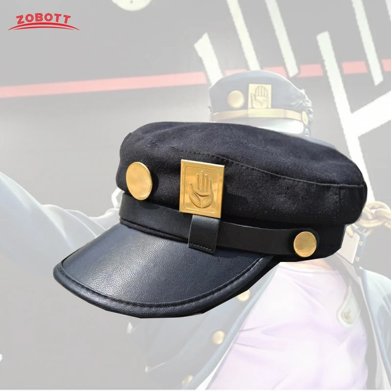 

Anime Bizarre Adventure Jotaro Kujo Joseph Army Military JOJO Bizarre Adventur Cap Hat+Badge Animation Around Drop shipping