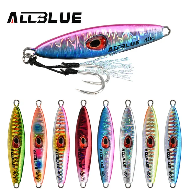 US $3.65 ALLBLUE Lucky Jack Slow Metal Jig 28G 40G Artificial Bait Off Shore Fishing Lure Casting Jigging Sp