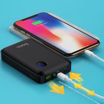 

HOCO Mini 10000mAh Power Bank 18W USB Type C PD Fast Charging+Quick Charge 3.0 USB Powerbank External Battery for iPhone Samsung