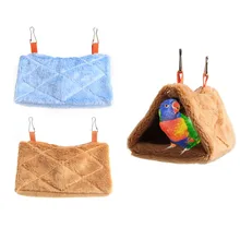 Plush Parrot Hammock Hanging Cage Cave Snuggle Soft Hut Tent Bed Bunk Bird Pads