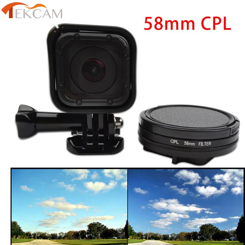 Tekcam Filter For Go Pro Hero 4 Session 58mm Cpl Filter Circular Polarizer Polarizing Lens Filter For Gopro Hero4 Hero 5 Session For Gopro Hero Filters For Goprofilter For Lens Aliexpress