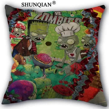 

New Arrivals plants vs zombies Pillow Cover Linen Cotton Home Textiles Decorative Pillowcase Customize Gift 45x45cm one side