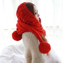 Bomhcs милые Для женщин зима теплая Толстая шапка и шарф ручной шапка шапки подарок