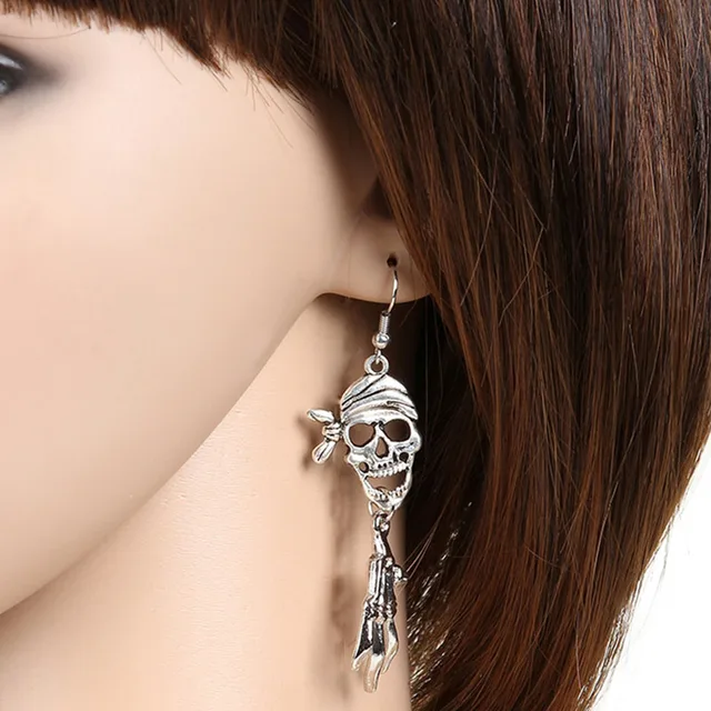 Skull Skeleton Earrings For Women Men Accessories Silver Skull Skeleton Earrings For Women Men Accessories Silver Color Charm Statement Drop Earring Vintage Fashion