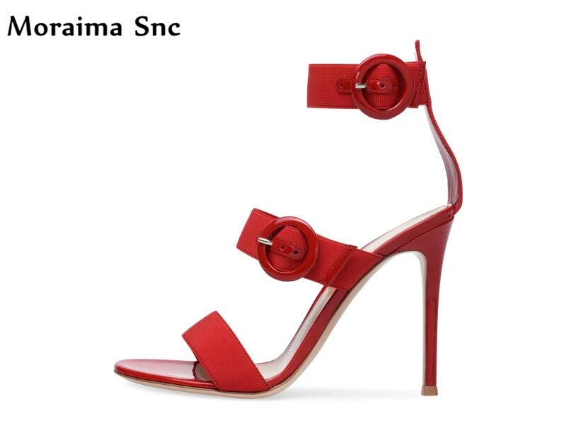

Moraima Snc Newest chic women sandals open toe Ankle straps Buckle sexy high heel 2018 newest comfortable women party shoes