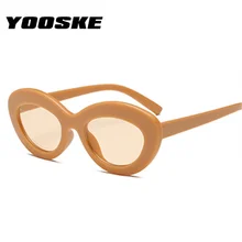 Gafas de sol ovaladas YOOSKE para mujer, marca Retro de diseñador, gafas de sol de ojo de gato de estilo Vintage, gafas de sol amarillas, gafas de sol para mujer UV400