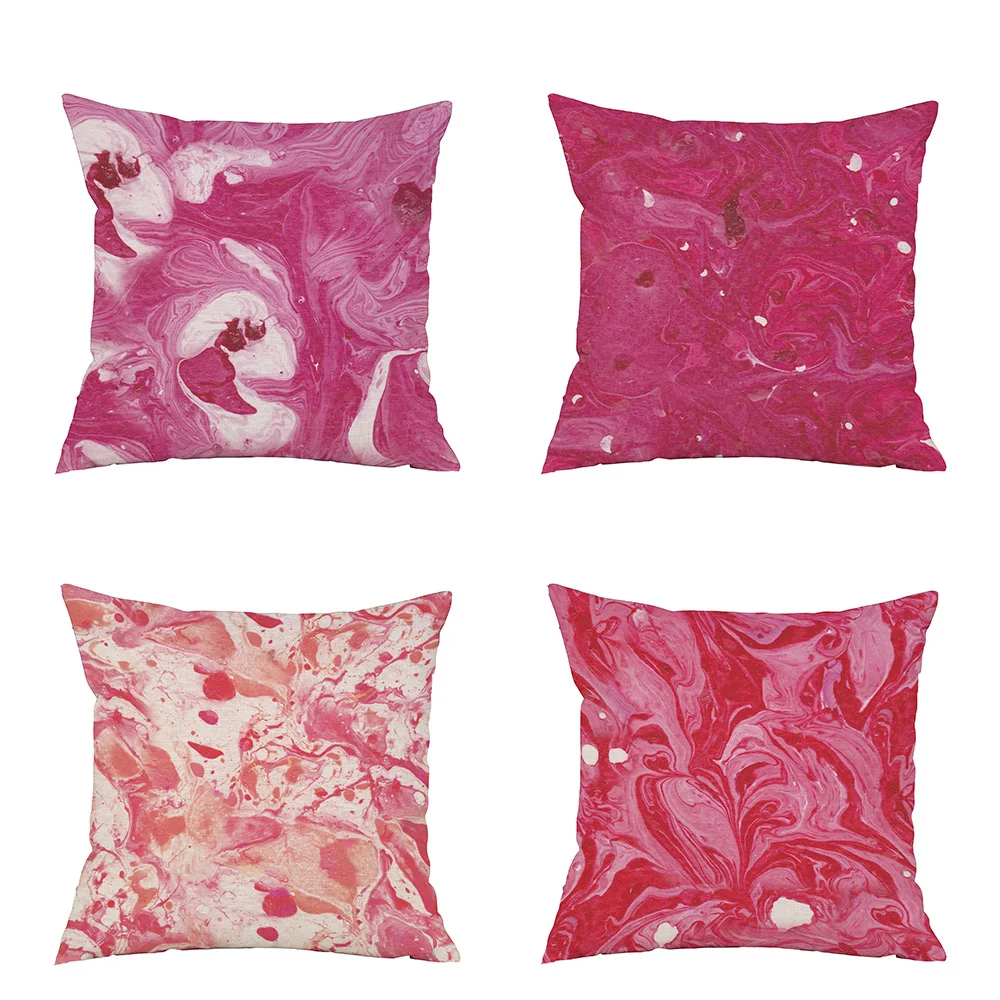 Red Marble Pattern Zippered Square Pillow Case Sofa Throw Pillowcase