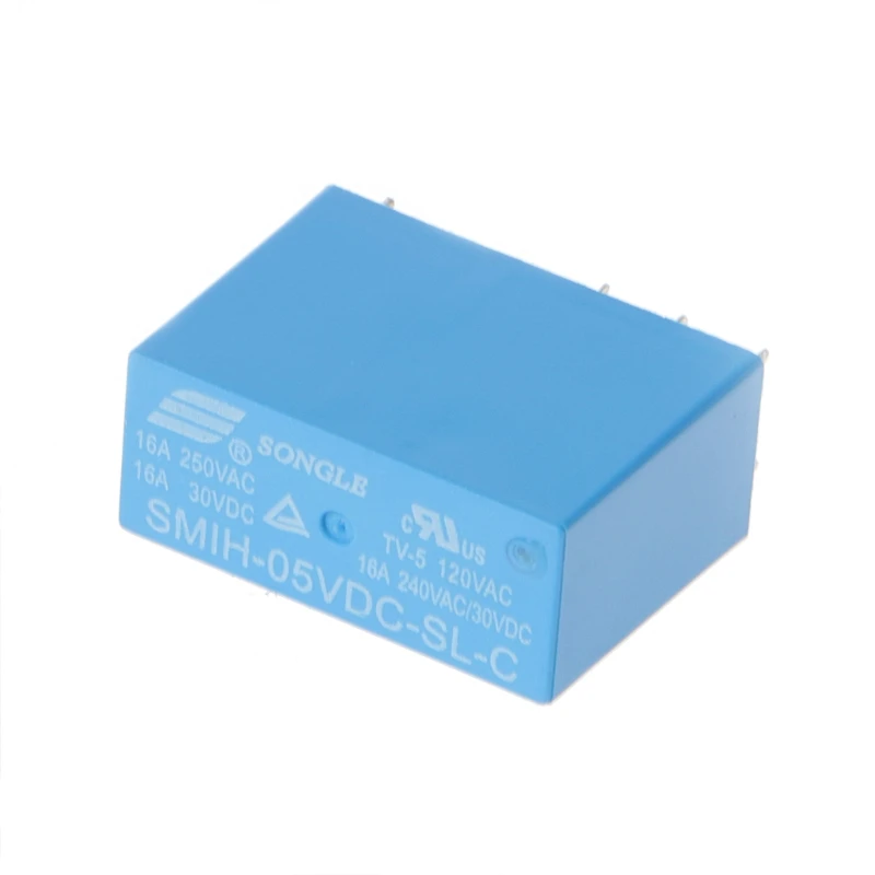 

10 Pcs SMIH-05VDC-SL-C Power Relays 5V 16A 8 Pins 1.14x0.81x0.5" Blue Color