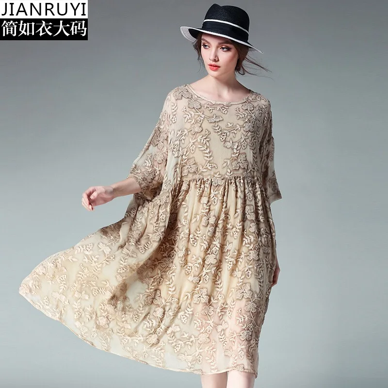 

2018 Elegant Woman Dress Casual Maternity Dresses Loose Pregnancy Clothes Modal Pockets Embroidery Plus Size Europe Style