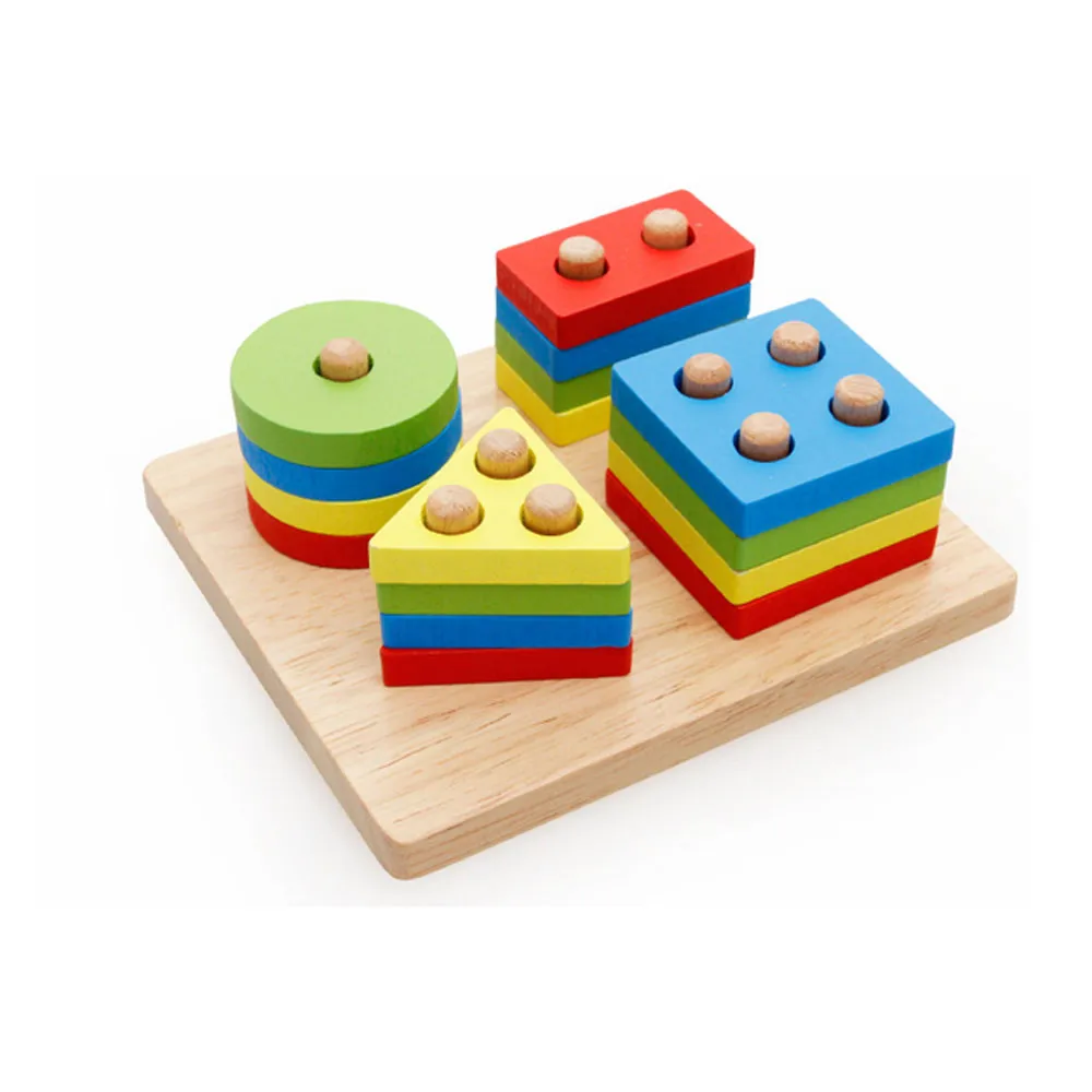 Baby Kids Educational Wooden Puzzle Toys Geometric Stacking Toddler Play Toy WL 