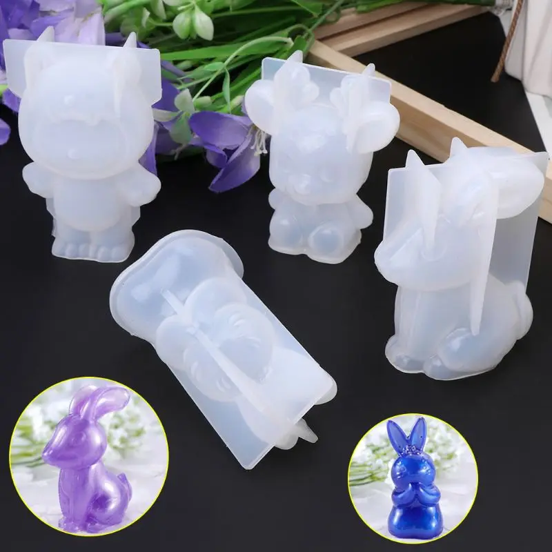 Silicone Mold 3D Animal Cute Rabbit Deer Christmas Gifts DIY Jewelry Pendant Tools Decor Crafts Resin Molds Handmade Findings