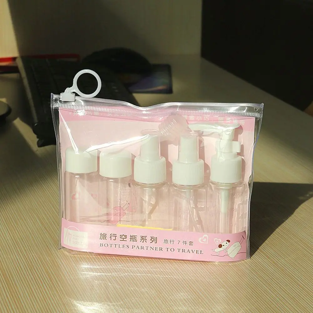 7pcs set Portable Flight Travel Size Bottle Pack Liquid Containers Shampoo Cream Cosmetics Refilable Bottles 2