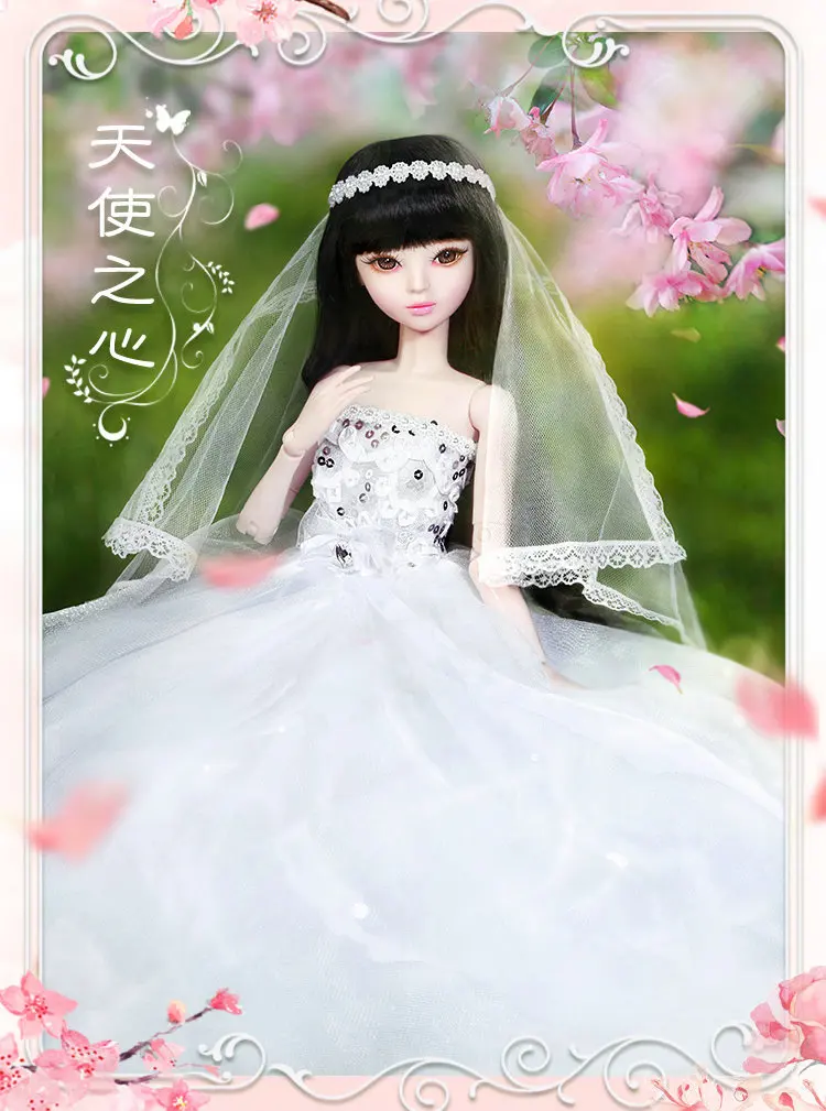 60 см длинное платье для свадьбы куклы невесты ручной работы 1/3 Bjd кукла для девочки полный набор шарнирная кукла игрушки для девочек подарок на свадьбу подарок на день рождения