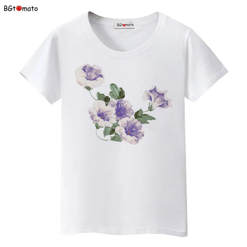 

bgtomato New trends Morning Glory flower t-shirt summer top tees brand new shirt 3d printed t-shirts top t shirt women clothes