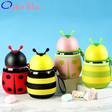 Творческий мультфильм пчела стекло малыш студент вино пиво питьевой молоко чай стакана воды цветной сок бутылка подарок открытый