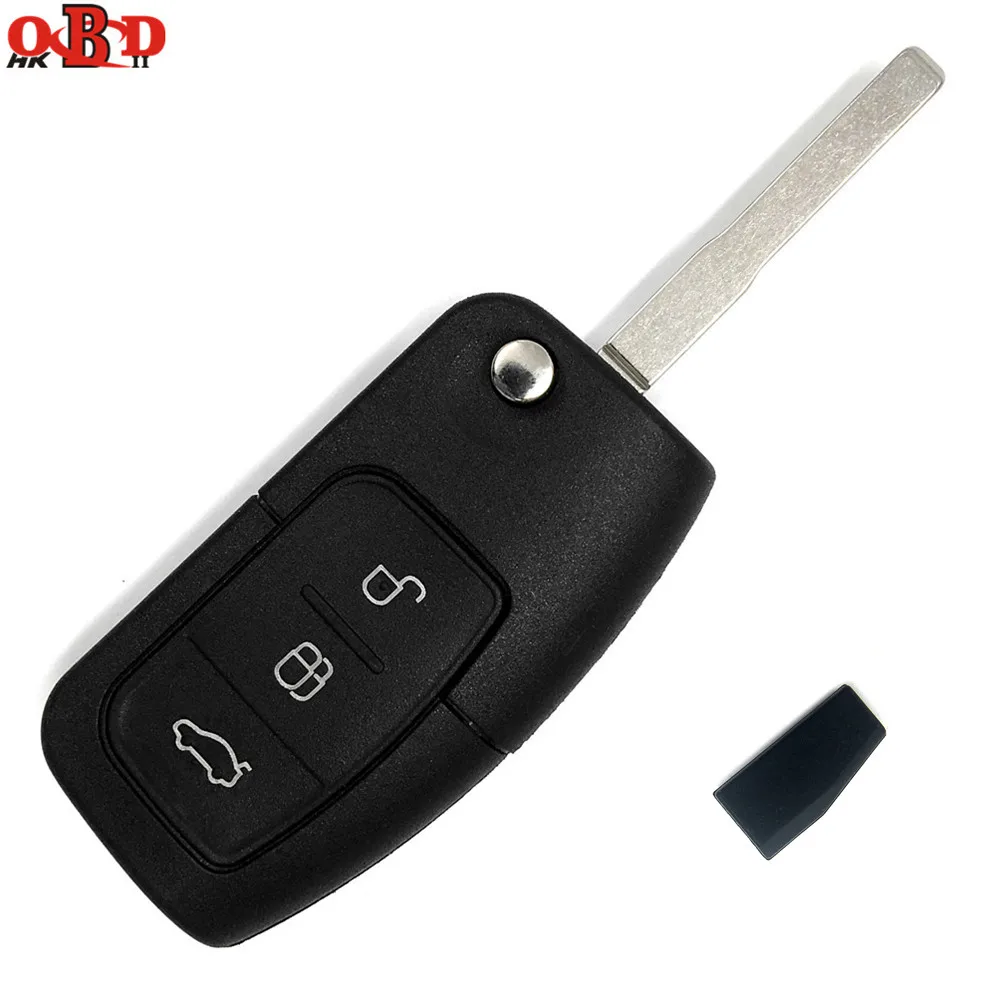 

HKOBDII Remote Key Fob 3 Button 433MHz With Chip 4D60 4D63 For Ford Focus Mondeo C Max S Max With HU101 Blade