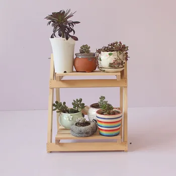 

Solid Wood Plant Stand Flower Pot Racks Decor 2-Tier Shelf Planter Holder Foldable Wooden Kitchen Storage Cedarn