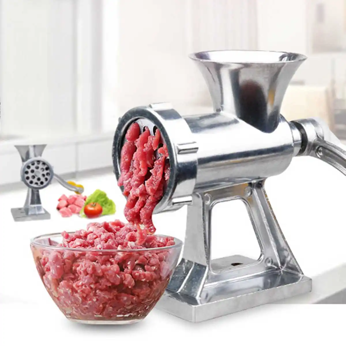 

Aluminum Hand Operated Meat Grinder Manual Beef Noodle Pasta Mincer Sausages Maker Grinding Machine Kitchen Tools Gadgets