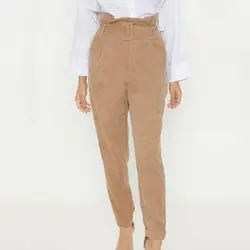 Kimuise Дамы Высокая талия Новый демисезонный брюки для девочек с поясом повседневное вельвет мотобрюки для женщин