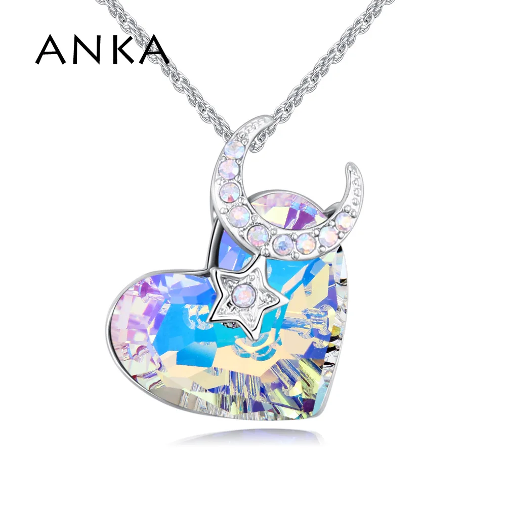 

ANKA moon with star big Heart Crystal Pendant Necklace Valentine's Day Gift Main Stone Crystals from Austria #129433