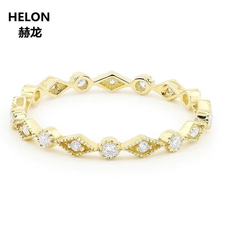 

Solid 14k Yellow Gold SI Natural Diamonds Engagement Women Ring Stackable Art Deco Diamond Wedding Band Birthday Valentine Gift