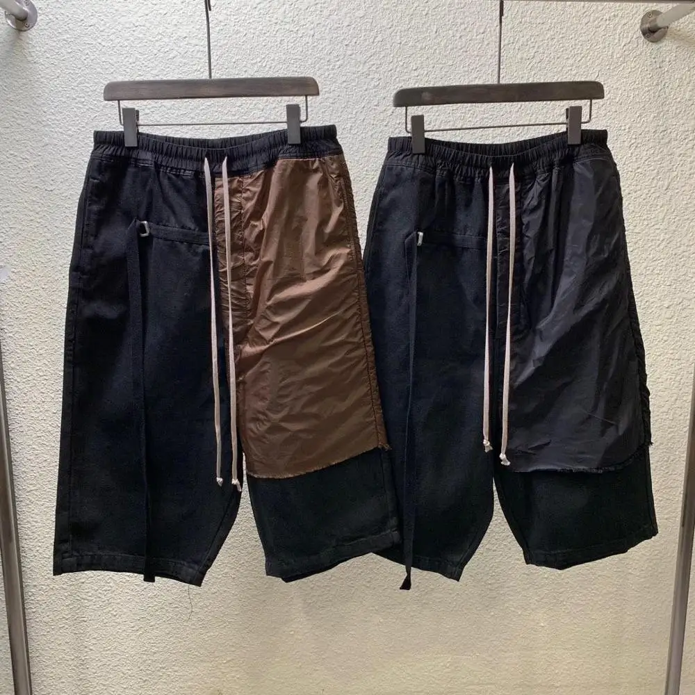 

19ss Owen Seak Men Casual Harem Pants Gothic Men's Oil Wax Denim Sweatpants Summer Women Calf-Length Pant Loose Black Pants