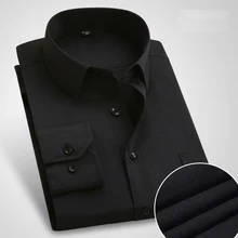 Новое поступление года Для Мужчин Платье Рубашка Формальная деловая, общественная рубашка с длинными рукавами классические Узкие однотонные Цвет рубашки для мальчиков