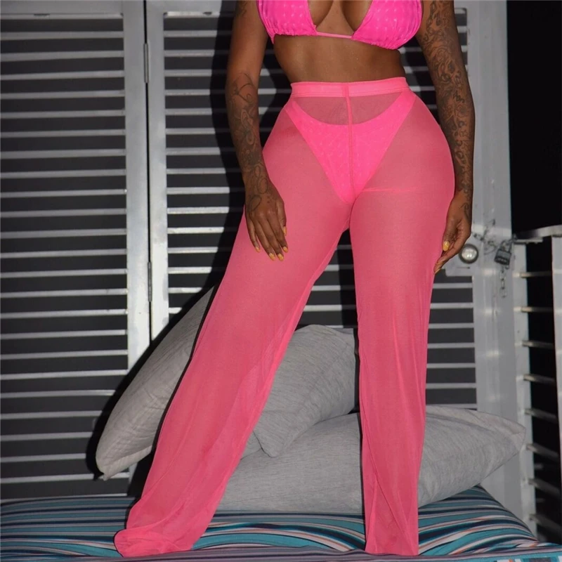 Sexy Women Fish Net Mesh Beach Pants 