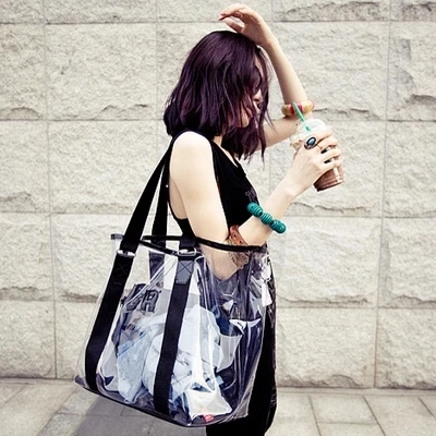 

new waterproof transparent beach bag plastic woman bag jelly shoulder bag