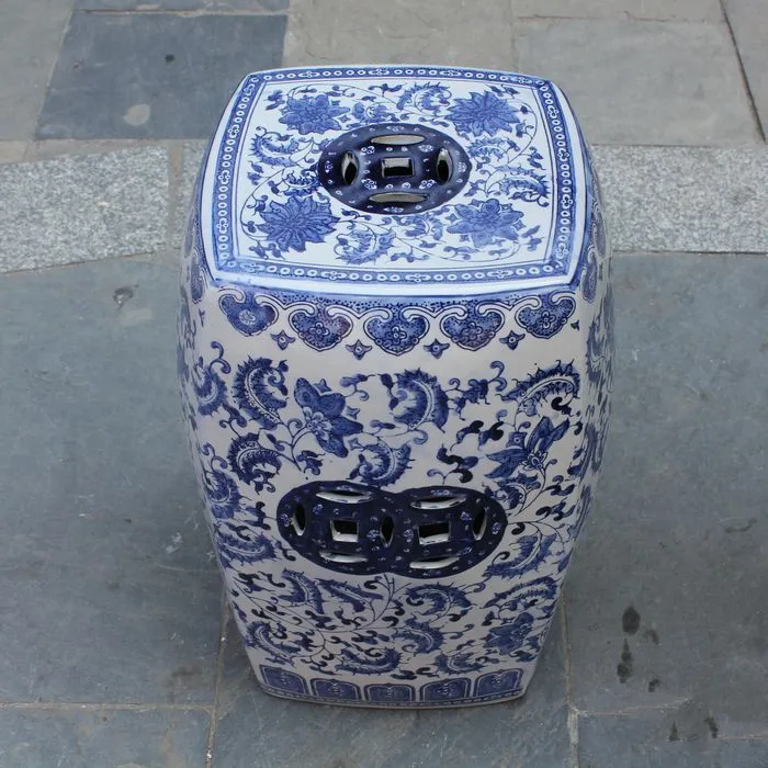 

Jingdezhen indoor Antique home drum porcelain garden stool Glazed hand painted blue and white round stool ceramic china