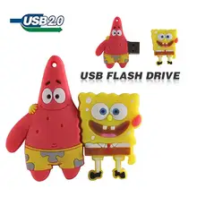Флешка 4 ГБ 8 ГБ 16 ГБ 32 ГБ 64 Гб USB флеш-накопитель милый Губка Боб Патрик вместе U диск прекрасный креативный мультяшный флеш-накопитель