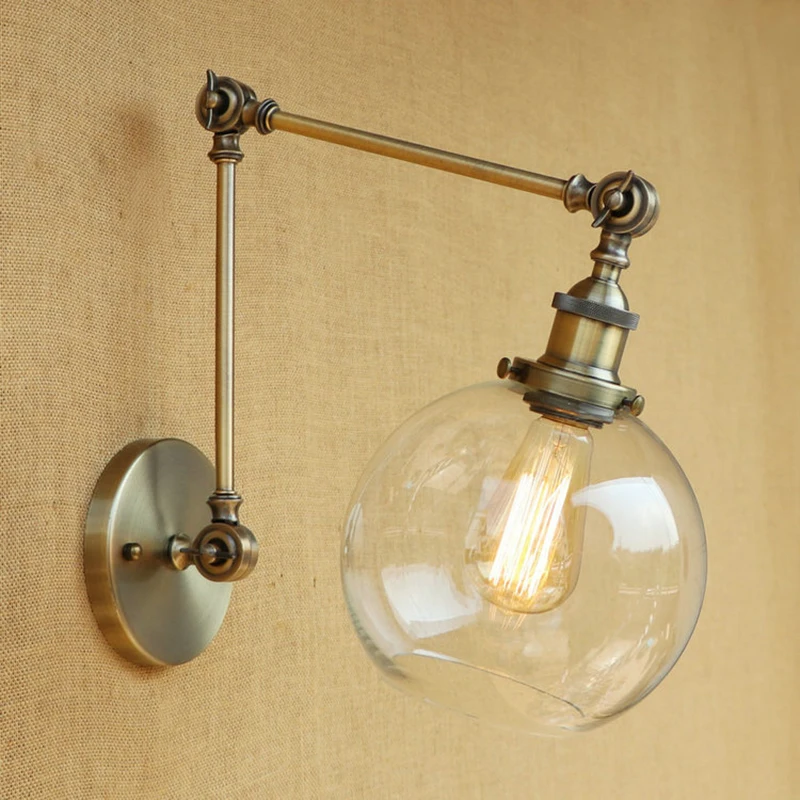 Ретро Лофт настенный светильник стекло абажура бесплатно настроить кулисой sconc светодио дный настенный светильник для гостиной спальня