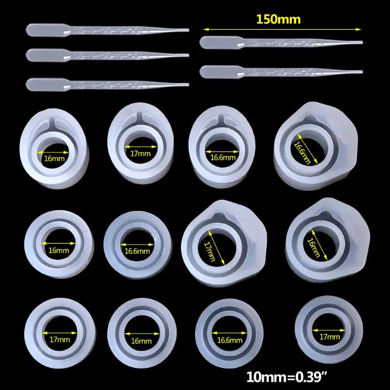 1 комплект Смола каучуковый комплект силиконовые формы кольцо формы 3 размеров капельницы DIY ювелирные кольца 16/16. 6/17 мм подарки ручной