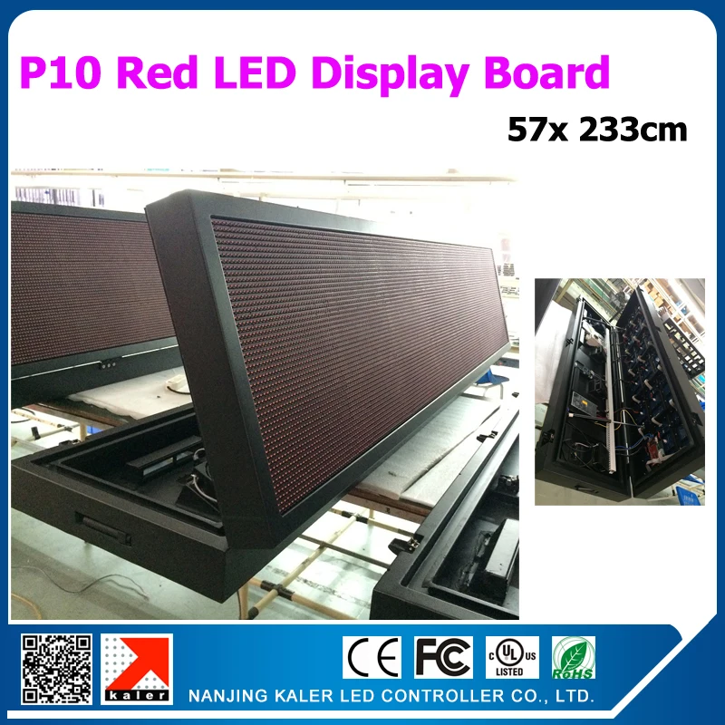 

promotion hot sale waterproof outdoor moving text led display sign 57x233cm programmable red color led sign can be custom made