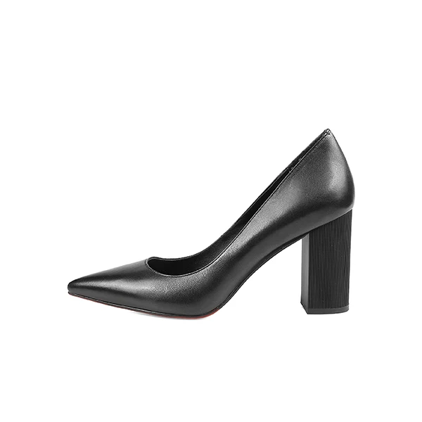 SOPHITINA/Элегантные женские туфли-лодочки ручной работы из натуральной кожи,внутри- свиная кожи. Всесезонная обувь с зауженным мыском на высоком толстом каблуке.Классические обувь в лаконичном дизайне для женщин.W003 - Цвет: black