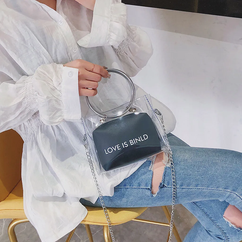 Женская прозрачная квадратная сумка из ПВХ, модная прозрачная сумка-портфель, женские сумки через плечо, маленькая желеобразная ручка с кольцом, сумки# YJ